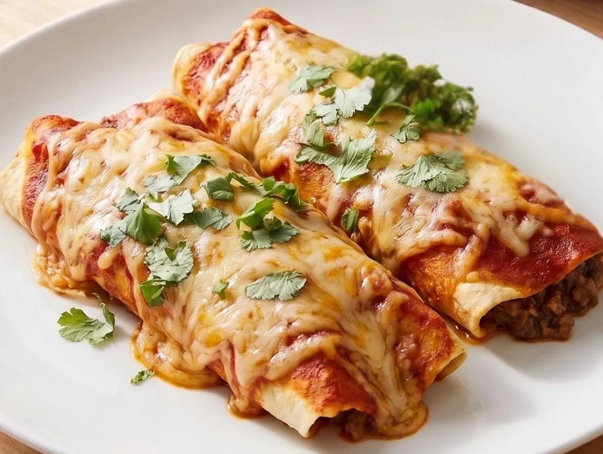 Smothered Cheesy Beef Enchiladas Recipe