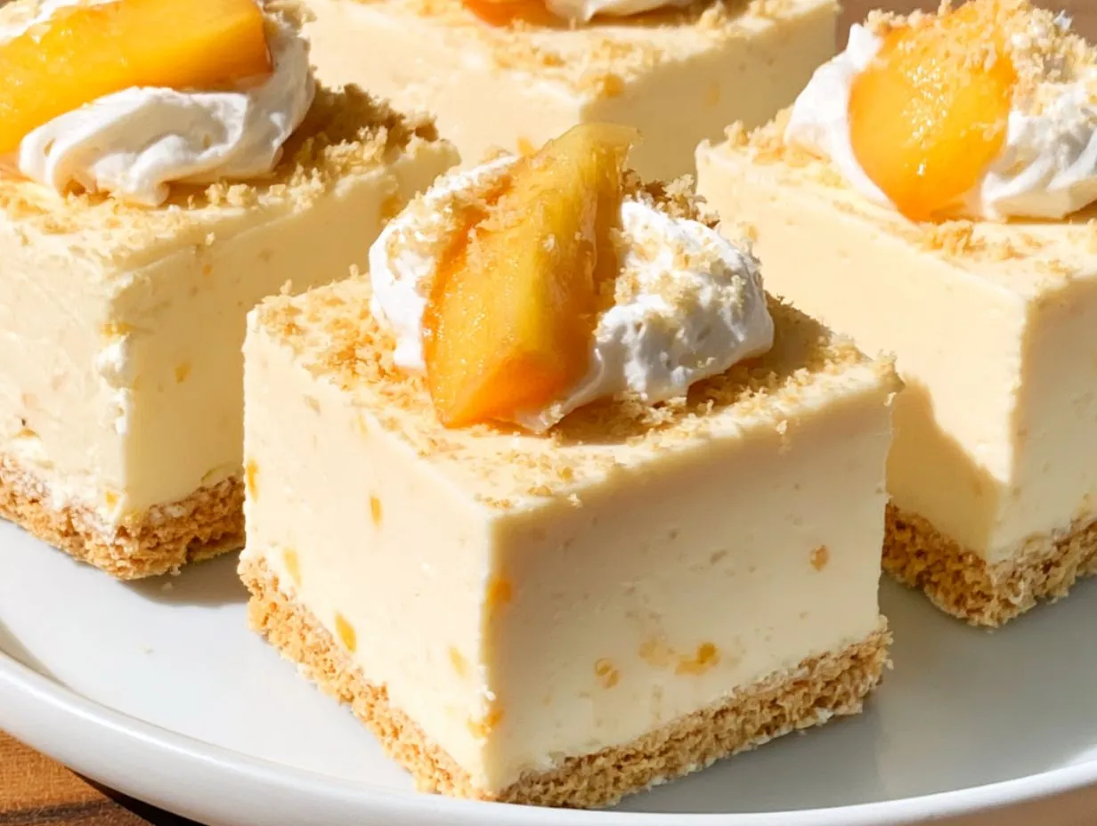 Peaches and Cream Freeze Bars Recipe Peaches and Cream Freeze Bars Recipe